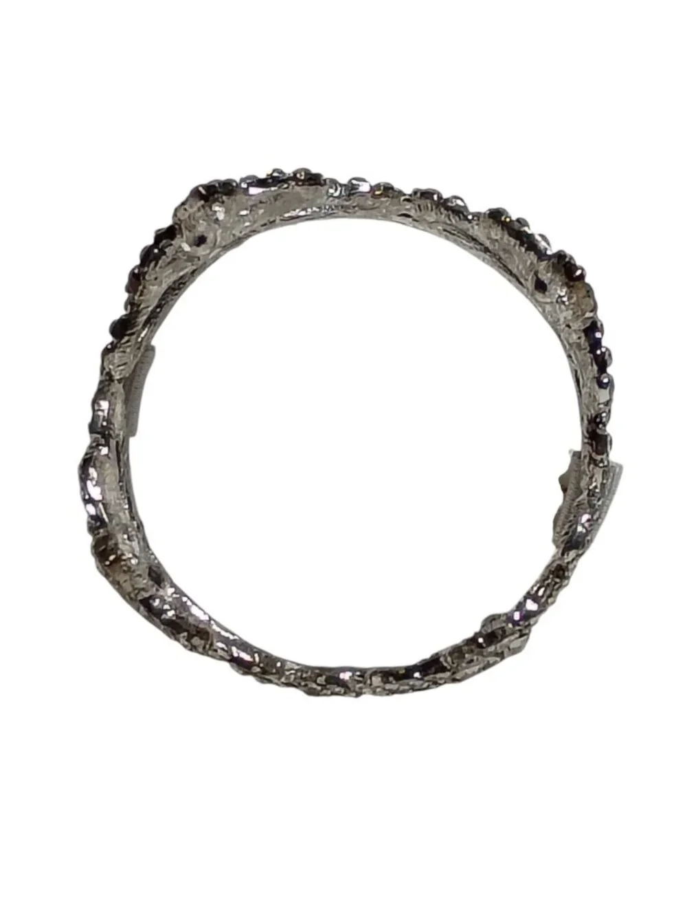 Handmade Silver Rhinestone Mini Crown Tiara Headband With White Ribbon 2.2